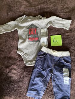 Carter’s jeans & long sleeve onesie 6 mos