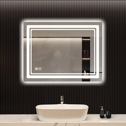 LED Bathroom Mirror - 28 x 36 Inches Vanity Mirror with Lights - Stepless Dimmable, Anti-Fo