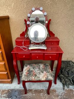 Vanity with mirrors and lights