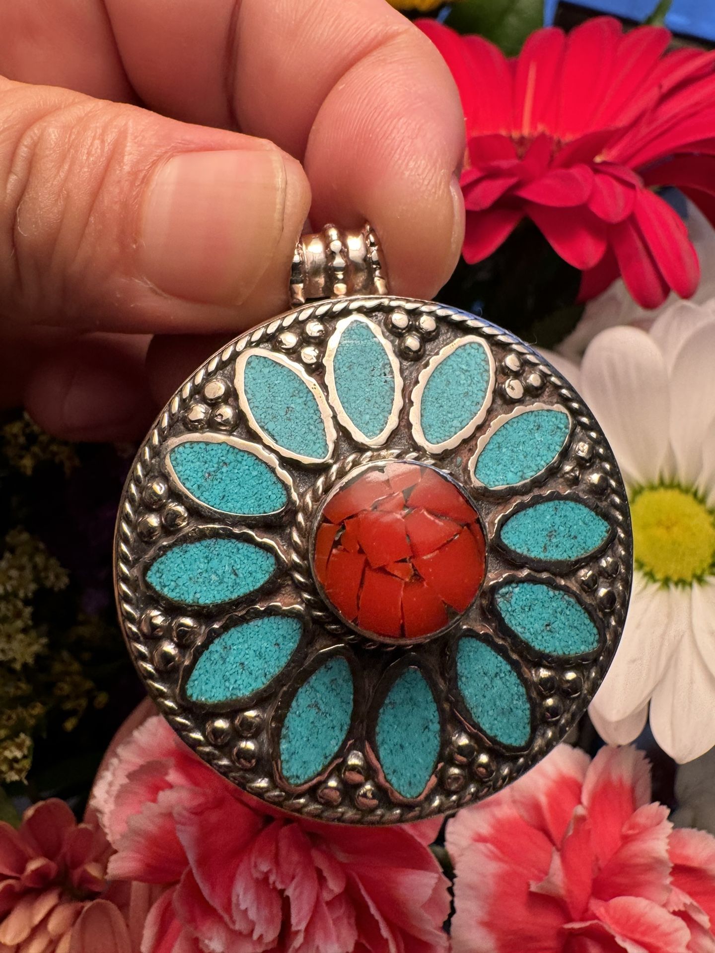 Vintage Tibetan tribal handmade Pendant 2”inch tall