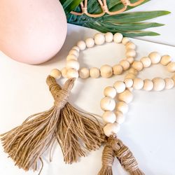 Wooden Bead And Tassel Garland