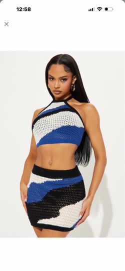 Crochet Halter Crop Top and Mini Skirt Set