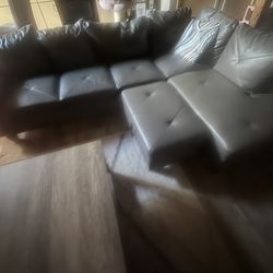 Dark Grey Sectional With Ottoman 