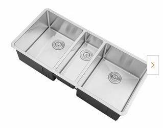 Undermount Stainless Steel 48 in. x 20 in. x 10 in. Deep 16-Gauge Triple Bowl 40/20/40 Zero Radius Kitchen Sink Combo