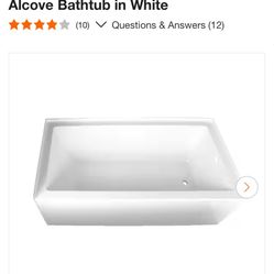 Kingston Brass (Brand Rating: 4.1/5) Aqua Eden Sarah 66 in. Acrylic Right-Hand Drain Rectangular Alcove Bathtub in White