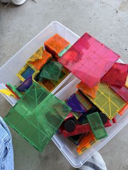 Stack Of Magna Tiles Kids Toy