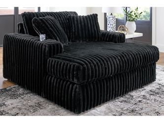 Midnight-Madness Onyx Corduroy Oversized Chaise