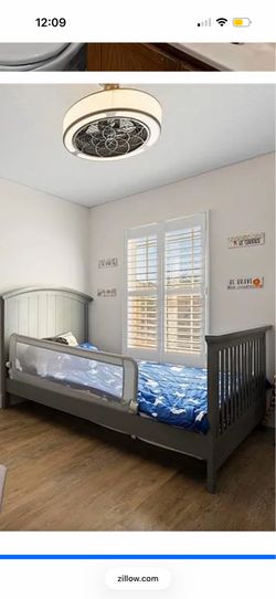 Toddler queen bed with gray matching dresser