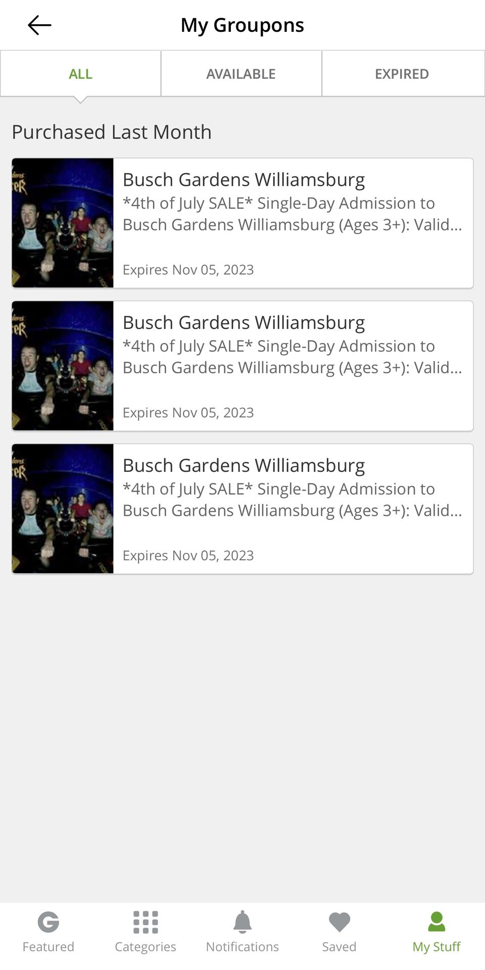 Busch Garden tickets