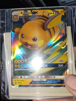 This item is a Raichu GX #SM213 Pokémon Trading Card from the Hidden Fates set 4 sale  $80obo
