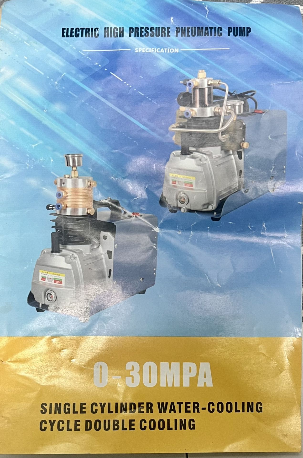 Electric High-Pressure Pneumatic Pump - 0-30MPa - Single Cylinder - Double Water-Cooling Cycle