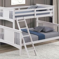 Brand New White Twin Over Full Bunk Bed 