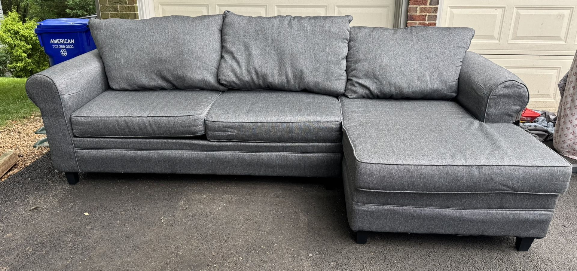 Gray Sleeper Sectional Sofa with a Foam Full Mattress