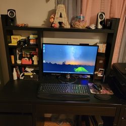 Brown Desk And Also  Side Stand With Drawers