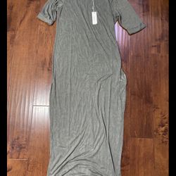 Tavik Finn Maxi Dress Cove Grey Paradise Sheer Swim Cover Up Stretch L