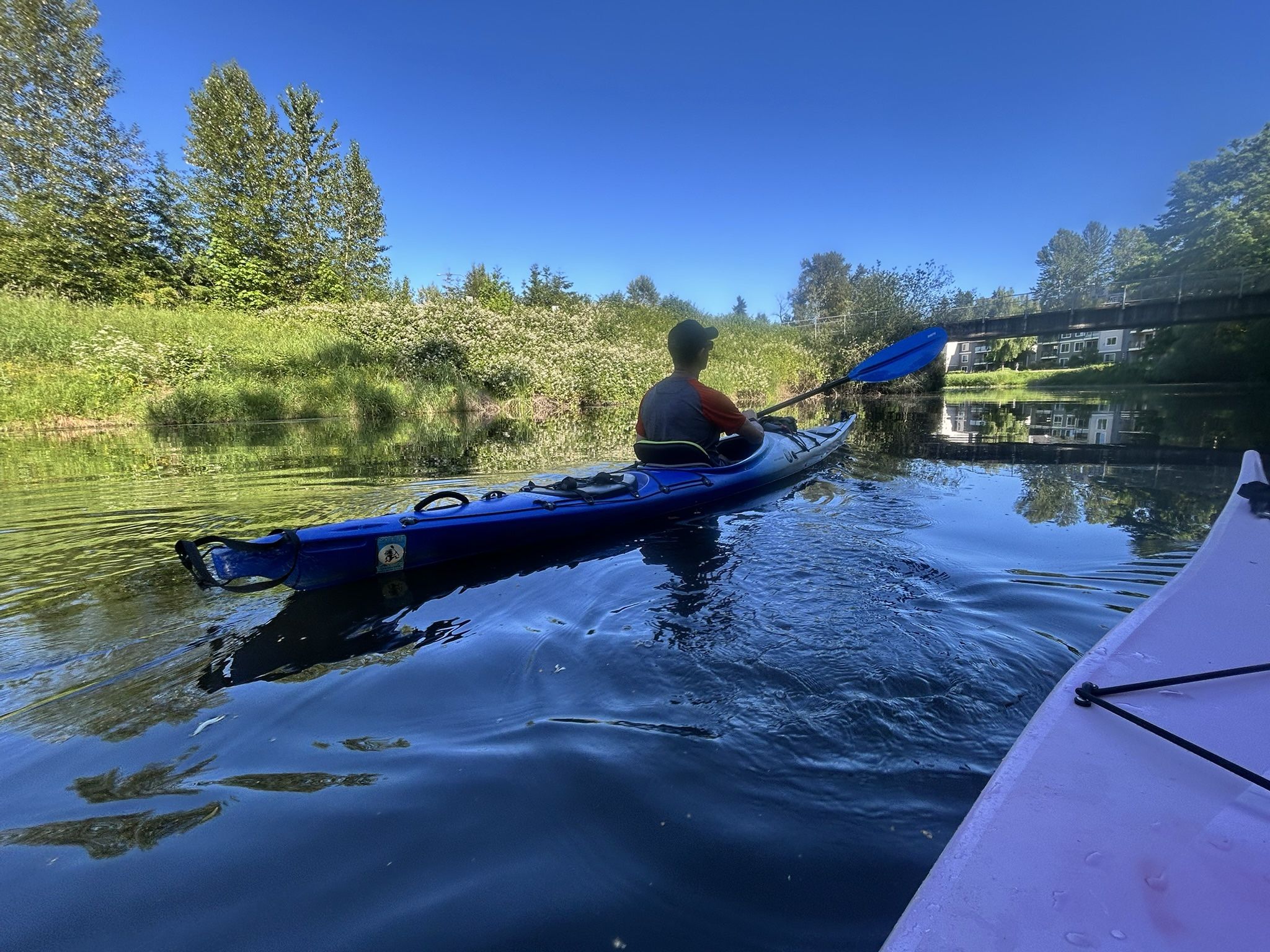 14ft Blue Perception Ocean Kayak. Paddle And Sprayskirt