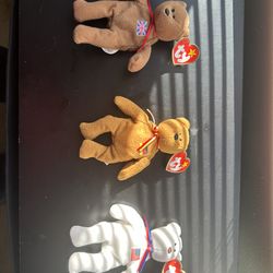 TY Beanie Babies International Bears Set of 3 – Liberty, Britannia & Germania – With Tags