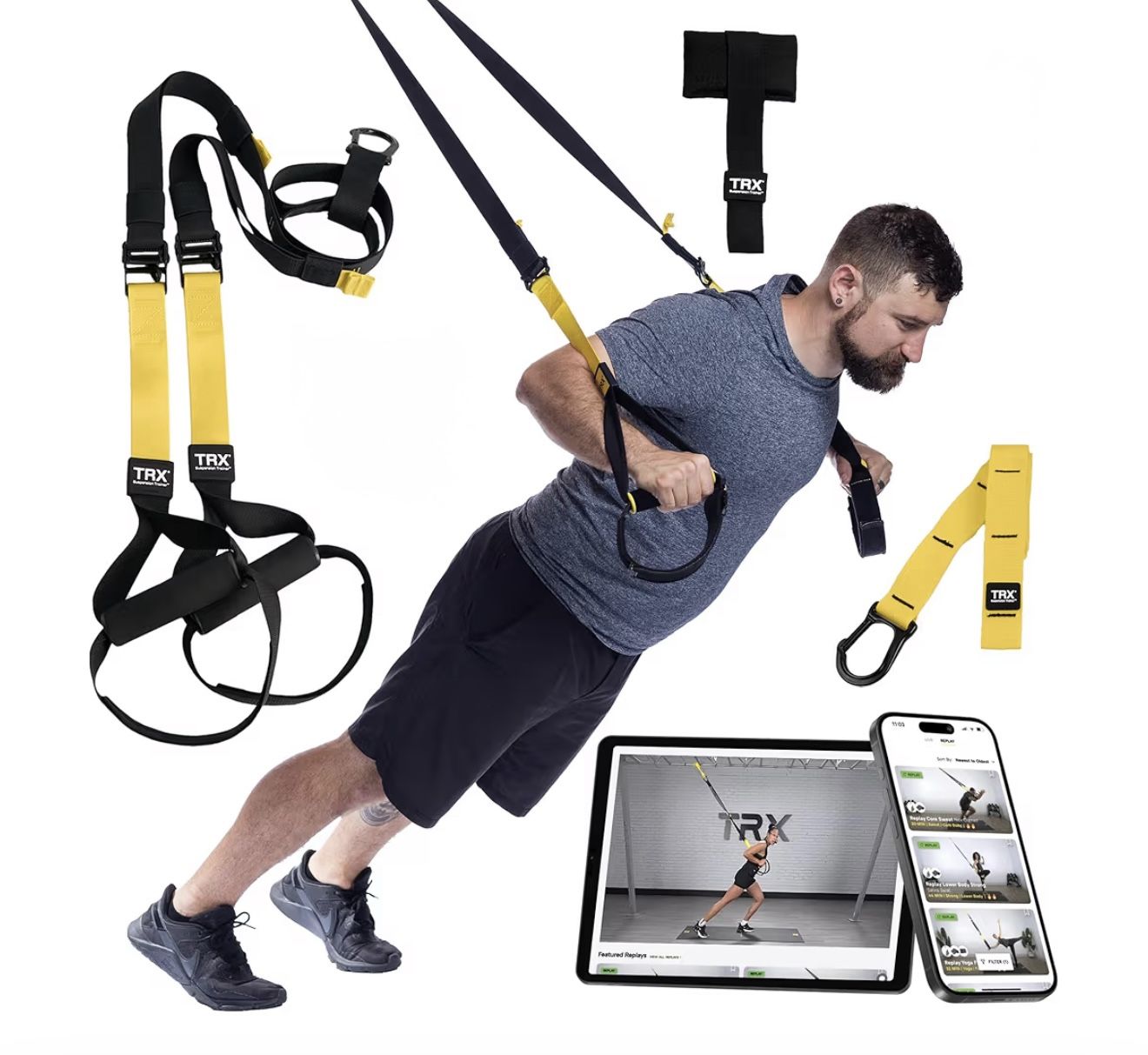 TRX All-In-One Home Gym System – Complete Suspension Training Kit for Strength Training, HIIT & Full-Body Workouts at Home or Outdoors, Includes Indoo