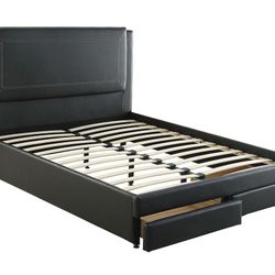 Queen Sizen Black Leatherette W Ortho Matres.colchon.