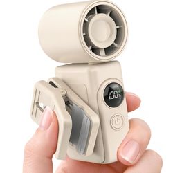 Rechargeable Handheld Mini Clip-On Portable Fan - Beige