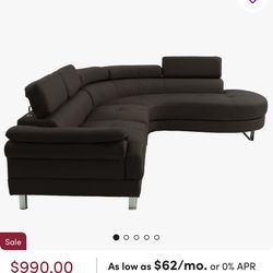 Brown Faux Leather 2-Piece Sectional (Open Box)