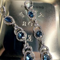 blue sliver dangle earrings