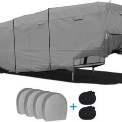 RV 5th wheel cover 29' -33'L with 4 tire covers, ripstop and waterproof camper cover