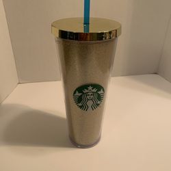 Starbucks 2014 Gold Glitter 24 oz Tumbler Good Condition