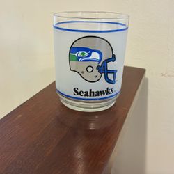 Vintage NFL Seattle Seahawks Frosted Mobil Drinking Glass Cup