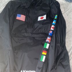 Huf Worldwide jacket, Windbreaker, Black, Size Large 
