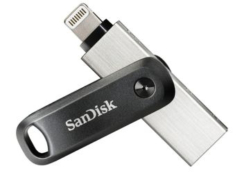 SanDisk - iXpand Flash Drive Go 256GB USB-A 3.0 to Apple Lightning for iPhone & iPad - Black / Silver