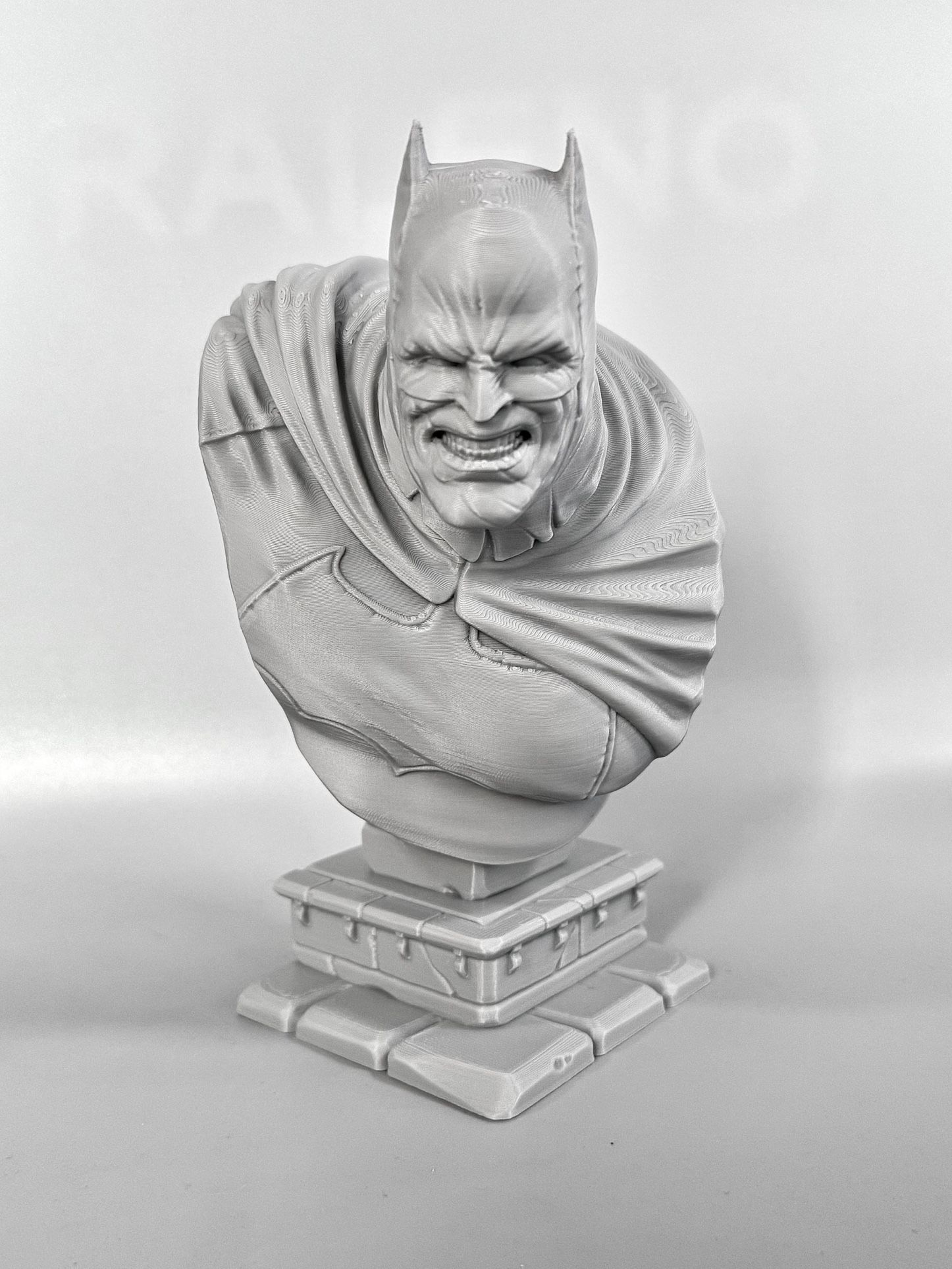 “DC Comics Batman Bust Statue 3D Printed Dark Knight 6.5" Gray Figure”