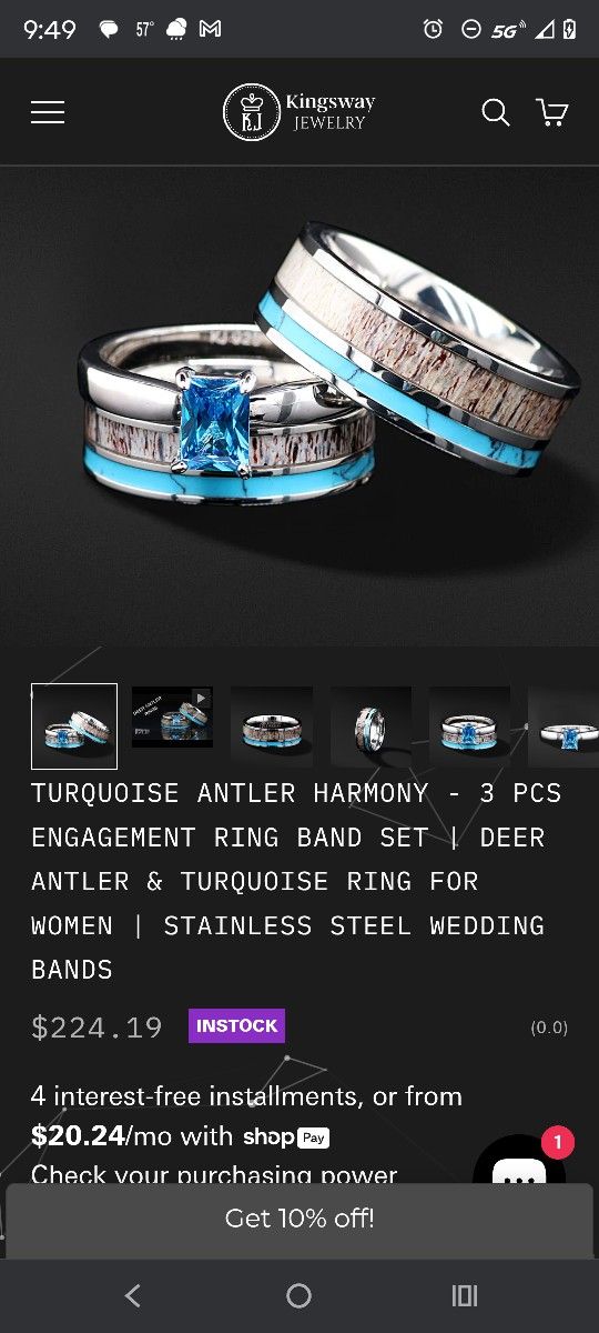Women's Size 10 Wedding Ring Set (3 Piece)