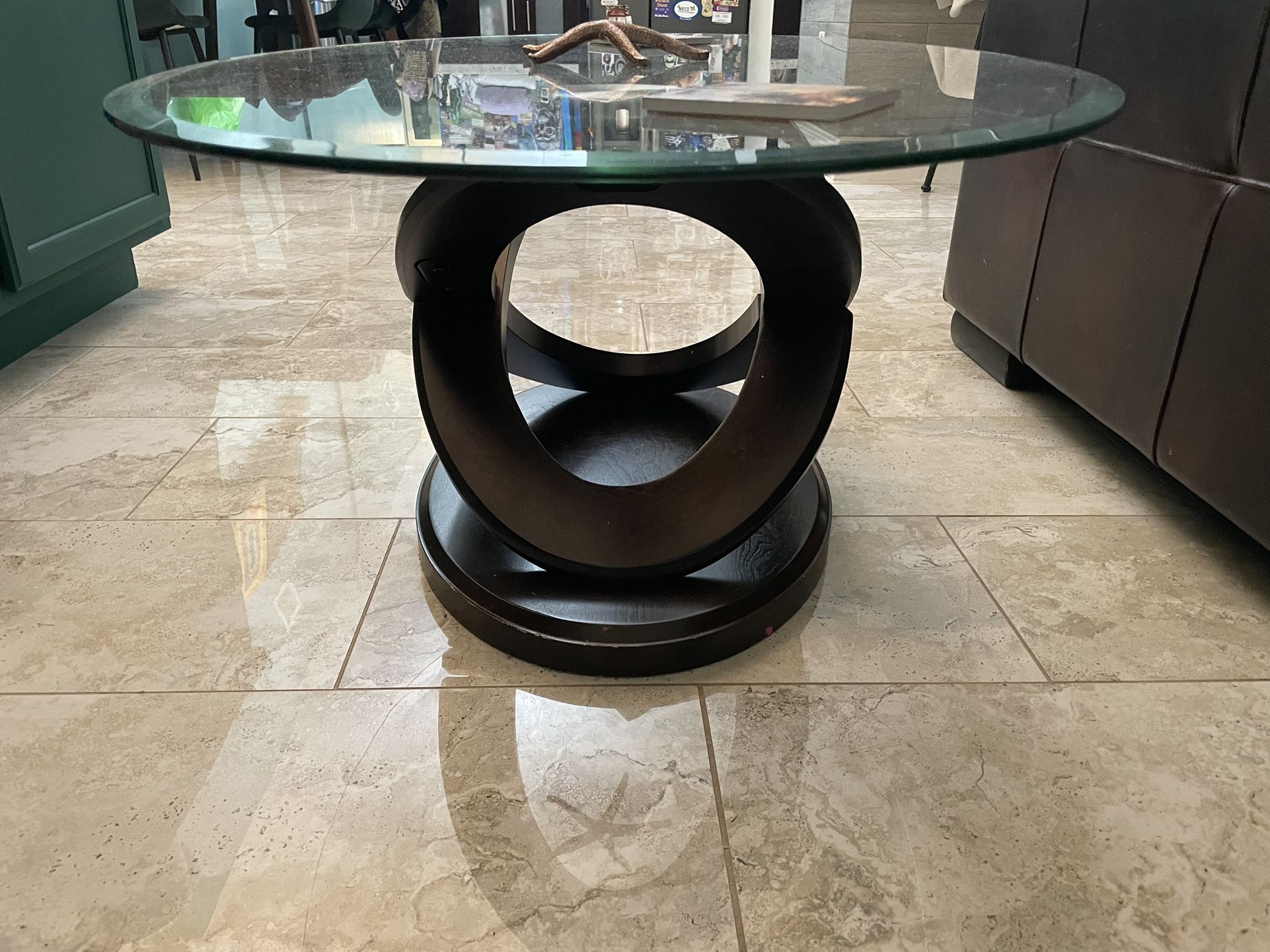 Glass Oval Espresso Coffee Table
