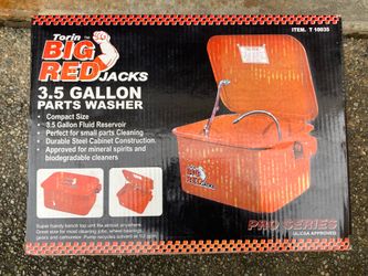 BIG RED T10035 Torin Portable Steel Cabinet Parts Washer with 110V Electric Pump, 3.5 Gallon Cap.