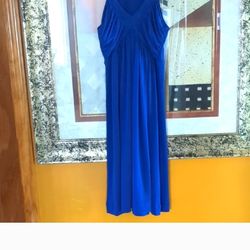 Calvin Klein Ruched Blue Maxi Sundress V-Neck