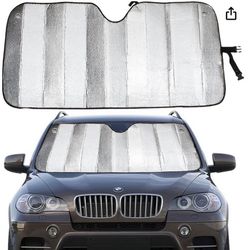 MCBUTY Windshield Sun Shade for Car Silver Thicken 5-Layer UV Reflector Auto Front Window Sunshade Visor Shield Cover and Keep (57" ×27.5”)