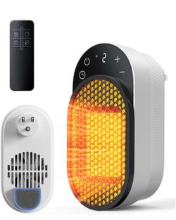 Wall Outlet Space Heater, 450W Plug in Electric Heater with Adjustable Modes & 12h Timer & Led Display, 3s Fast Heating, Portable Heater for Office Do