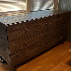 6 Drawer Dresser Wood Grain Grey Finish