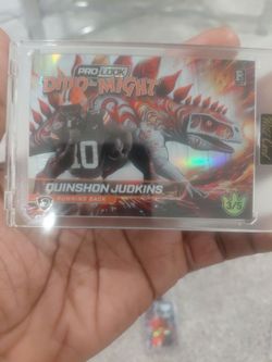 Rare Wild Card Pro-Look Dino-Might Quinshon Judkins card numbered 3/5. Super short print with dinosaur artwork and low population.