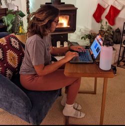Velvet Comfy Chair & Wood side table ($250 for both)