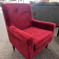 Rolled Arm Lounge Chair, Red, New