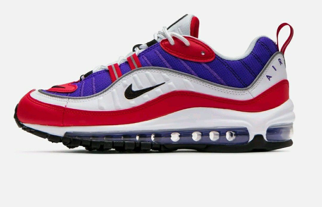 Nike Air Max 98 Raptors Purple Red Running Shoes Women's Sizes 7.5, 8 & 9.5 Style Code: AH6799-501