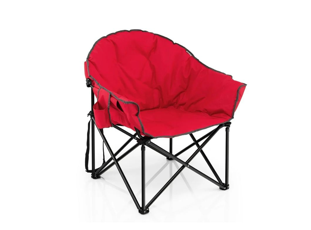 Costway Oversized Folding Padded Camping Moon Saucer Chair Bag Outdoor Fishing Red