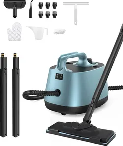 Steam Cleaner with 21 Accessories, 5 Minutes Fast Heating, Multipurpose Portable Canister Steamer for Floors, Carpet, Cars, Tiles, Grout Cleaning, Che