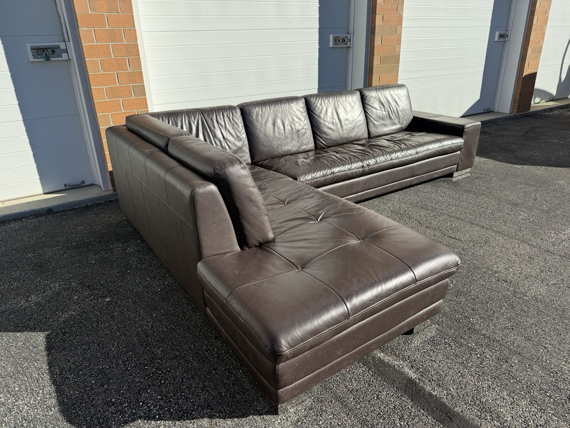 Dark Brown P-leather, L-Shaped Sectional Couch! - FREE Curbside Delivery 