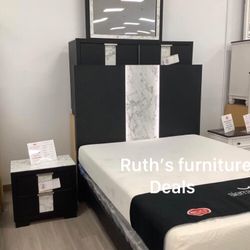 4-pc Bedroom Set Queen Bed, Dresser, Mirror, Nightstand ( Mattress Not Included)