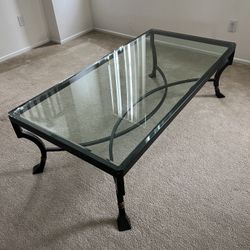 Vintage Wrought Iron Glass Coffee Table 30x60