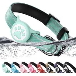 Airtag Dog Collar, Reflective Ultra-Durable Nylon Padded Waterproof