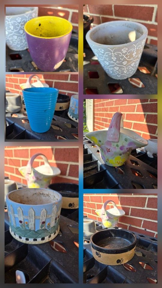 Indoor Ceramic Pots And One Dog Bowl $1 Each